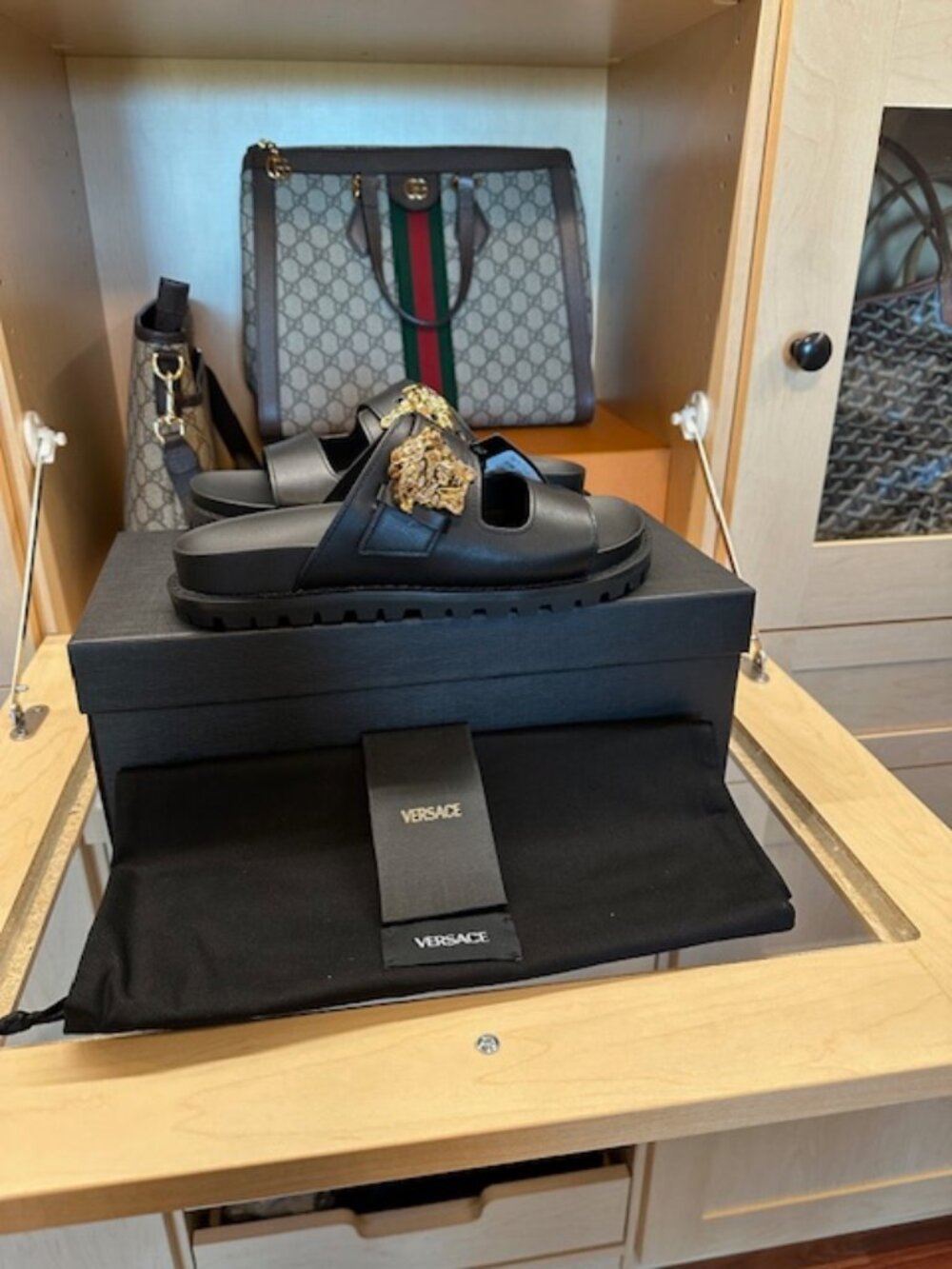 Versace Medusa Black Slides Size 38 New in Box
